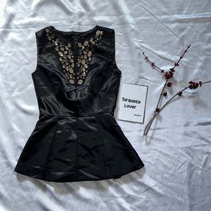 TED BAKER black dress top with peplum size 0 women